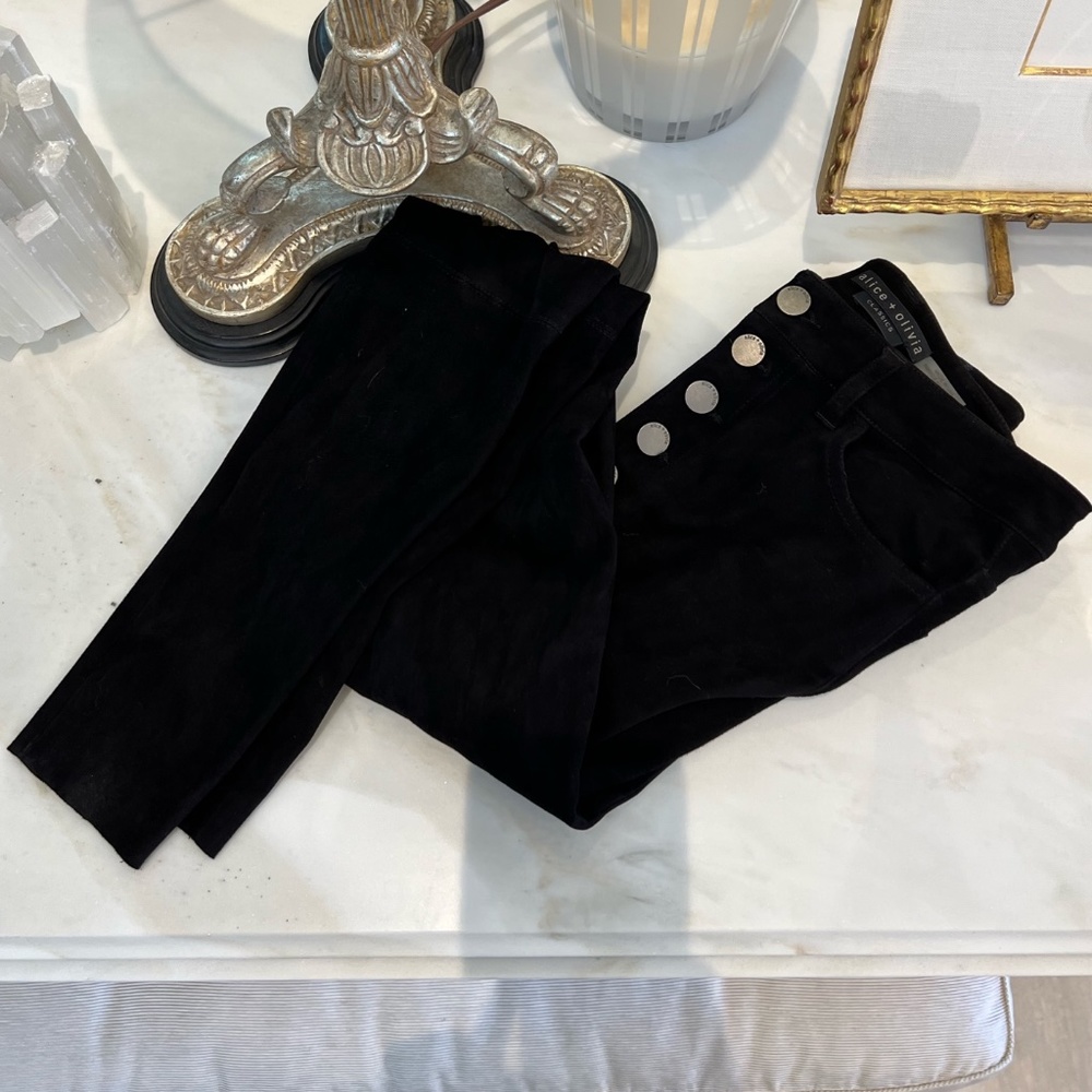 Alice + Olivia High-Rise Black Lambskin Leather Pants size 0
